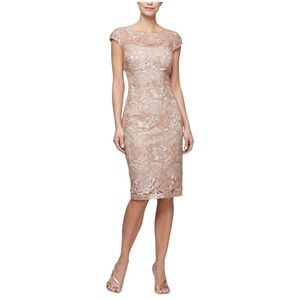 Alex Evenings Women's Floral Embroidered Sequin Cocktail‎ Dress size 12